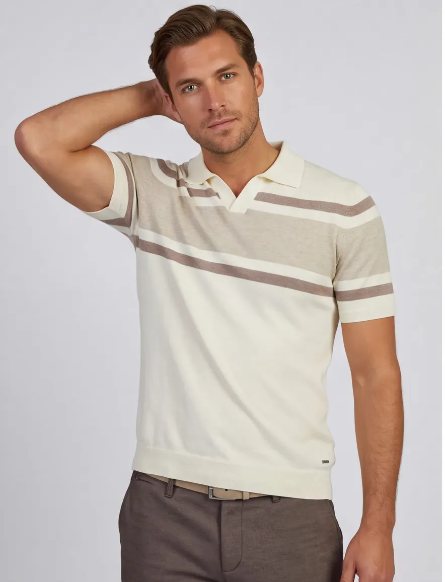 Scotland Blue Avan Knitted poloshirt beige bruin