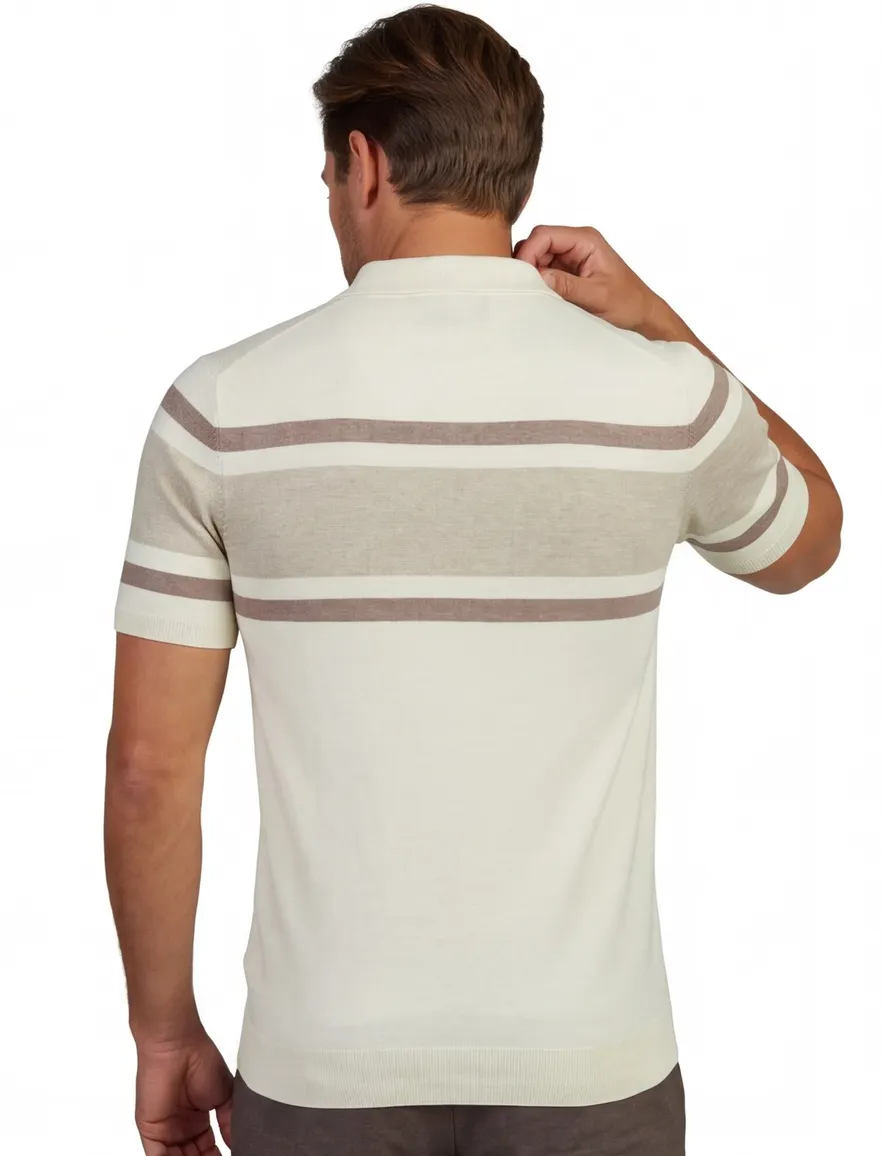 Scotland Blue Avan Knitted poloshirt beige bruin