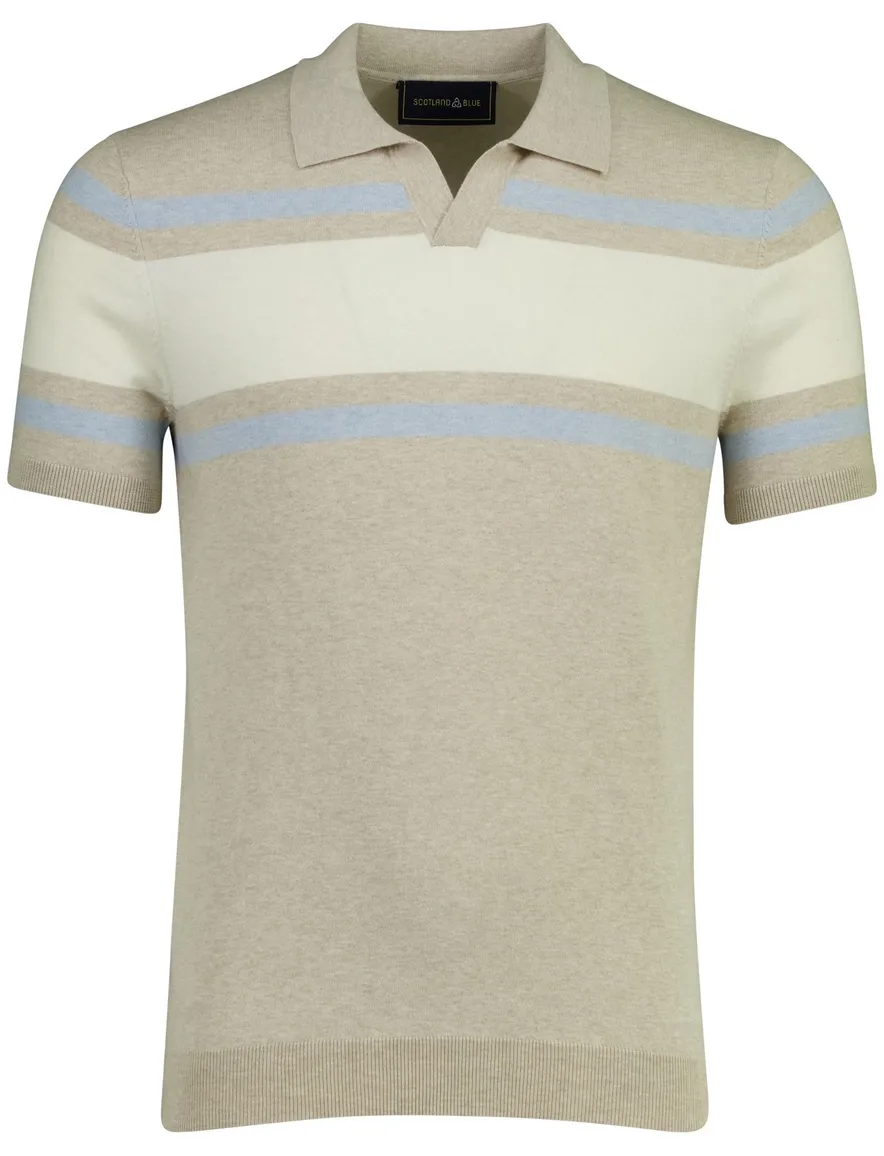 Scotland Blue Avan knitted polo v-hals beige