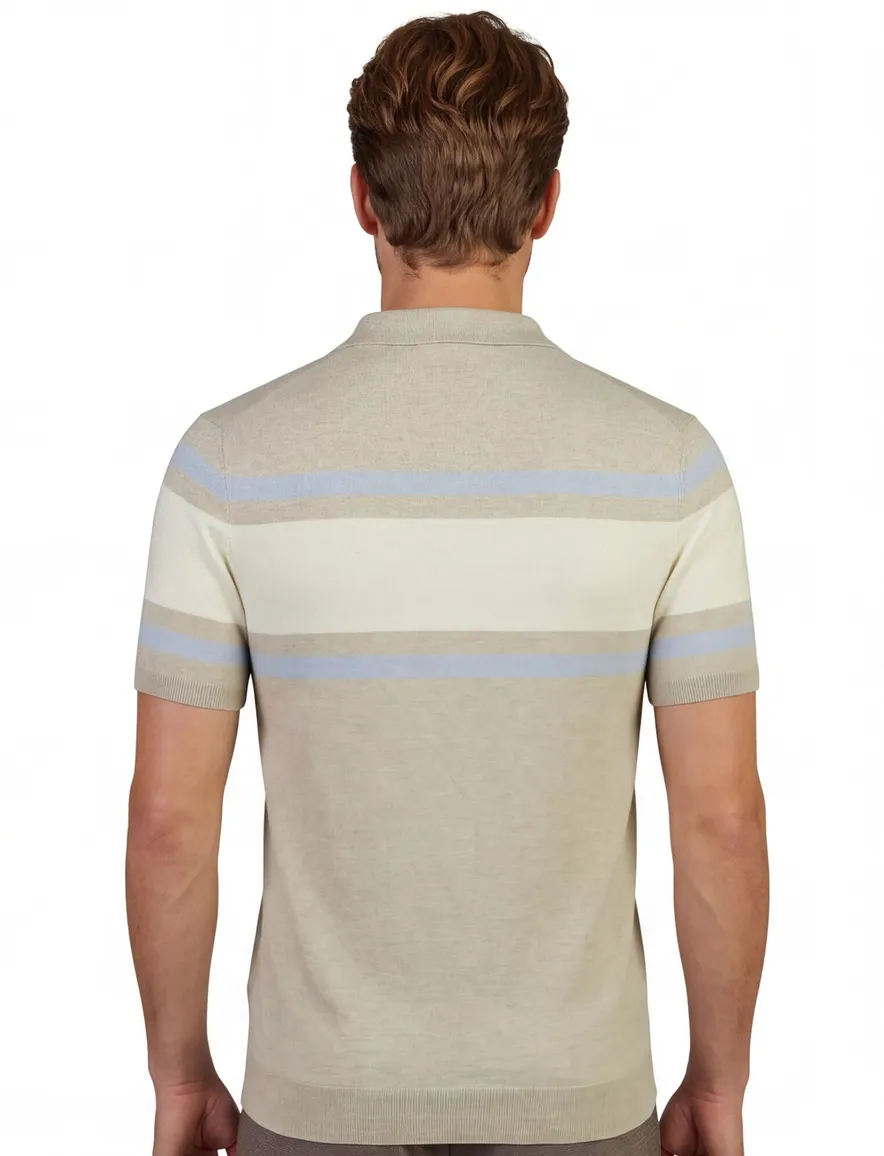 Scotland Blue Avan knitted polo v-hals beige