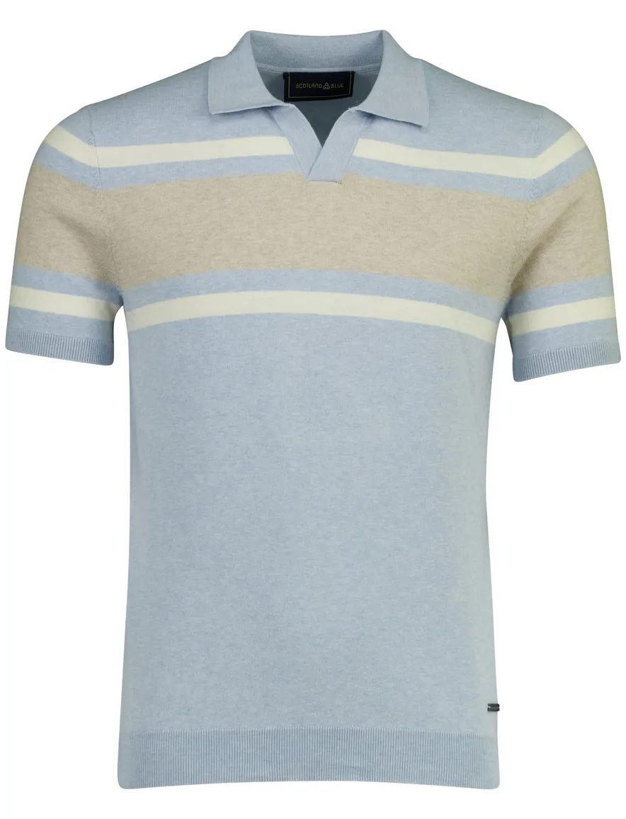 Scotland Blue Avan Knitted poloshirt lichtblauw