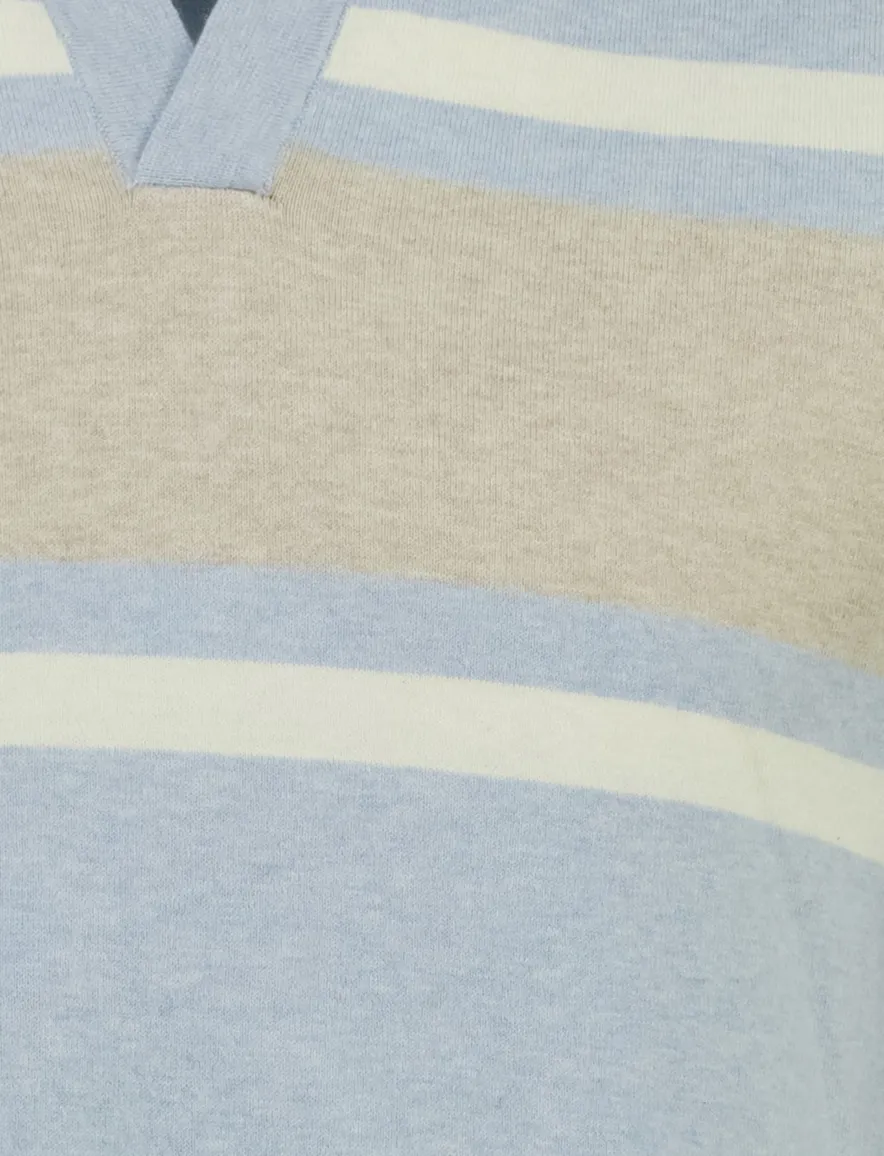 Scotland Blue Avan Knitted poloshirt lichtblauw