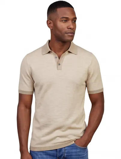 Scotland Blue Beige polo Scotland Blue korte mouw normale fit