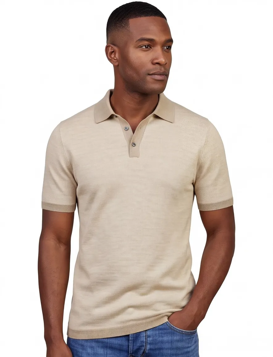 Beige polo Scotland Blue korte mouw normale fit