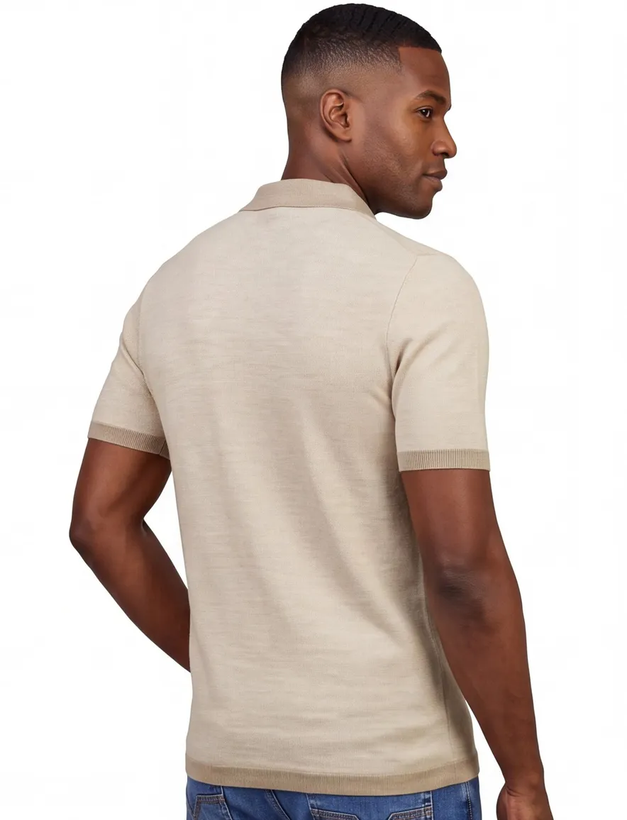 Beige polo Scotland Blue korte mouw normale fit