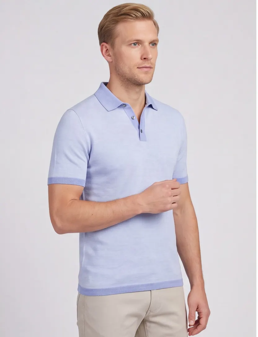 polo Scotland Blue lichtblauw Wren knitted 3 knoopjes