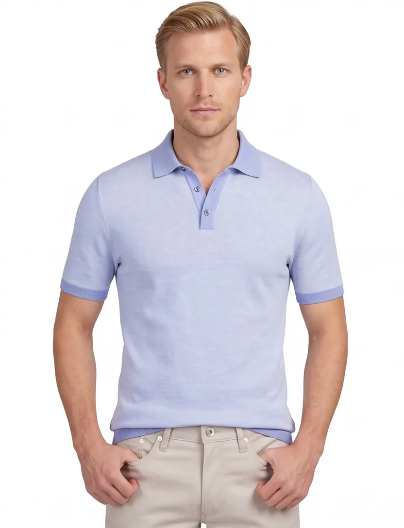 polo Scotland Blue lichtblauw Wren knitted 3 knoopjes