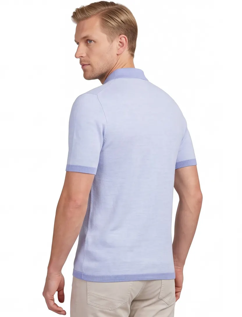 polo Scotland Blue lichtblauw Wren knitted 3 knoopjes