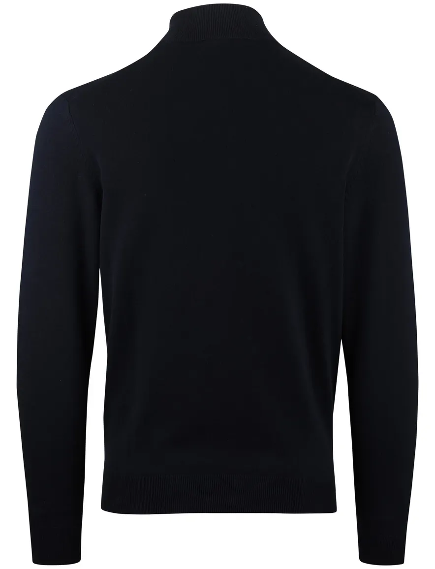 Scotland Blue navy trui half zip 100% katoen