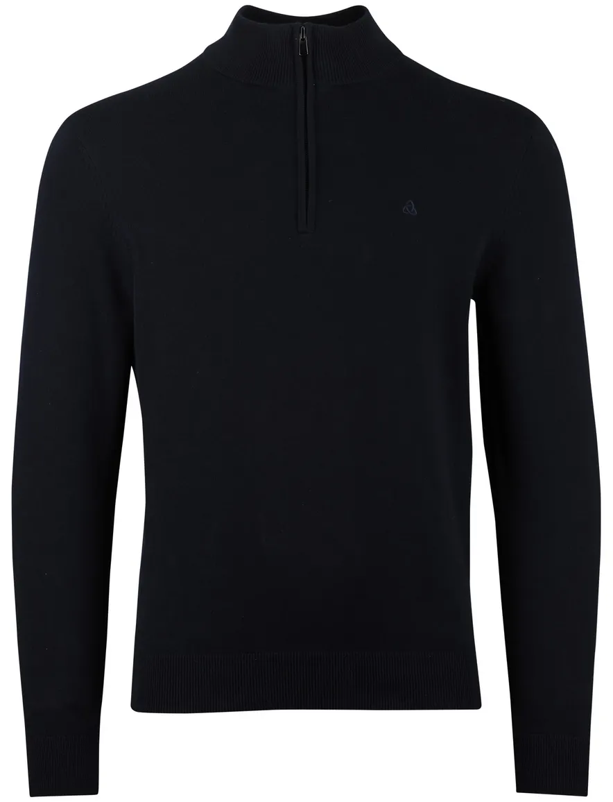 Scotland Blue navy trui half zip 100% katoen