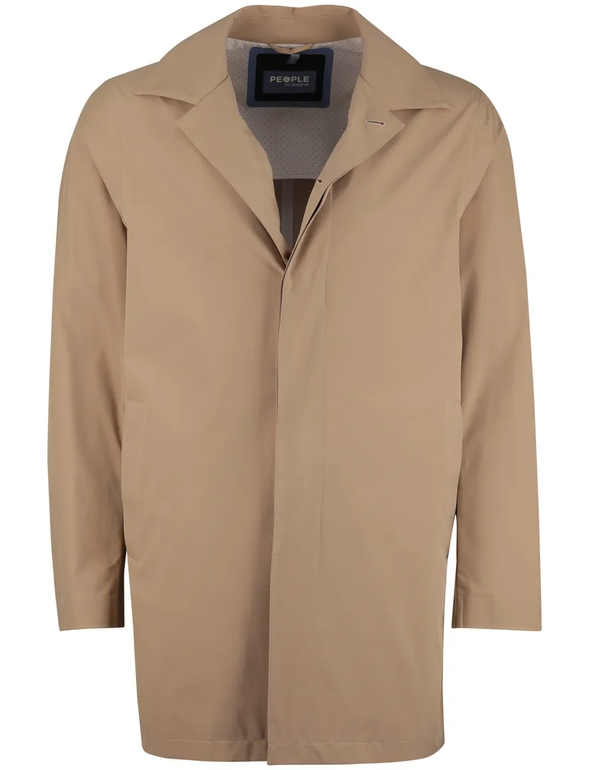 mantel jas People of Shibuya Toshiro camel polyester lang