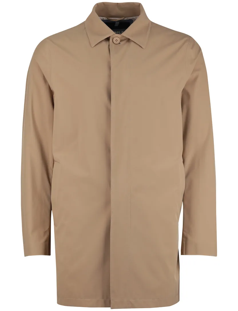 mantel jas People of Shibuya Toshiro camel polyester lang