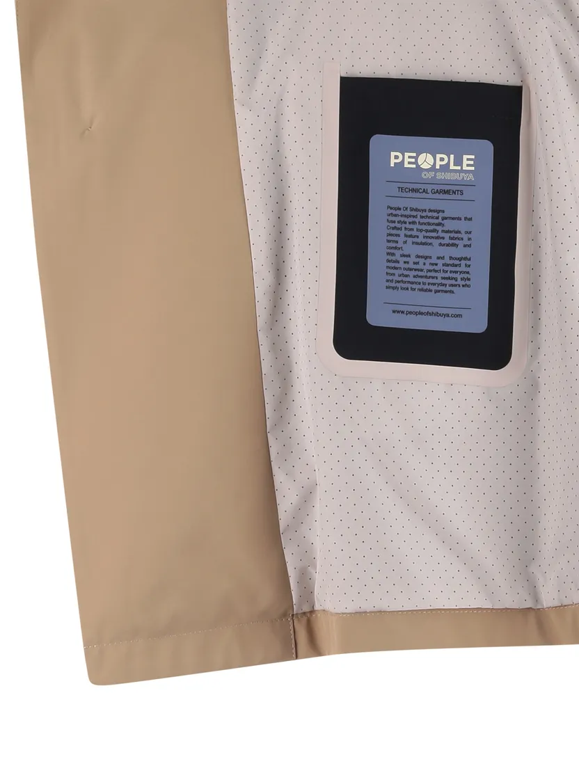 mantel jas People of Shibuya Toshiro camel polyester lang