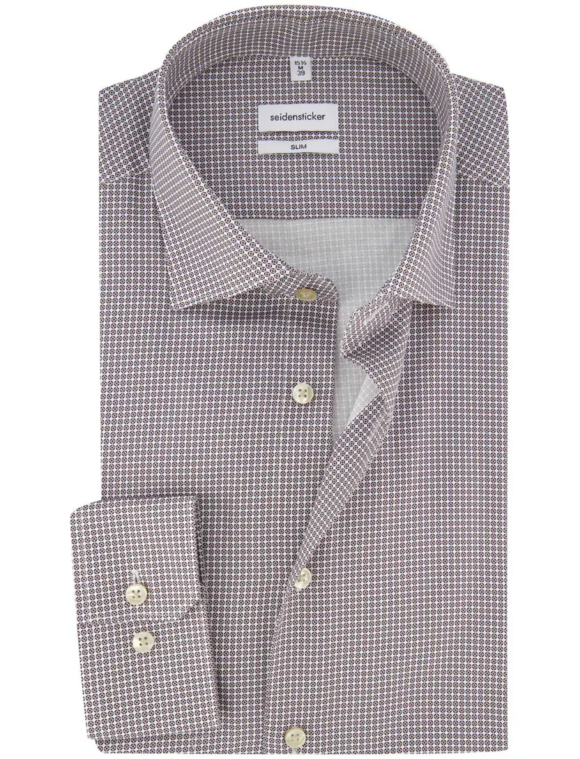Overhemd Seidensticker slim fit bruin geprint
