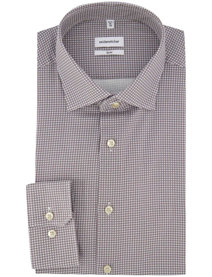 Seidensticker Slim fit overhemd bruin geprint
