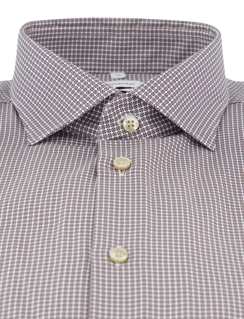 Overhemd Seidensticker slim fit bruin geprint