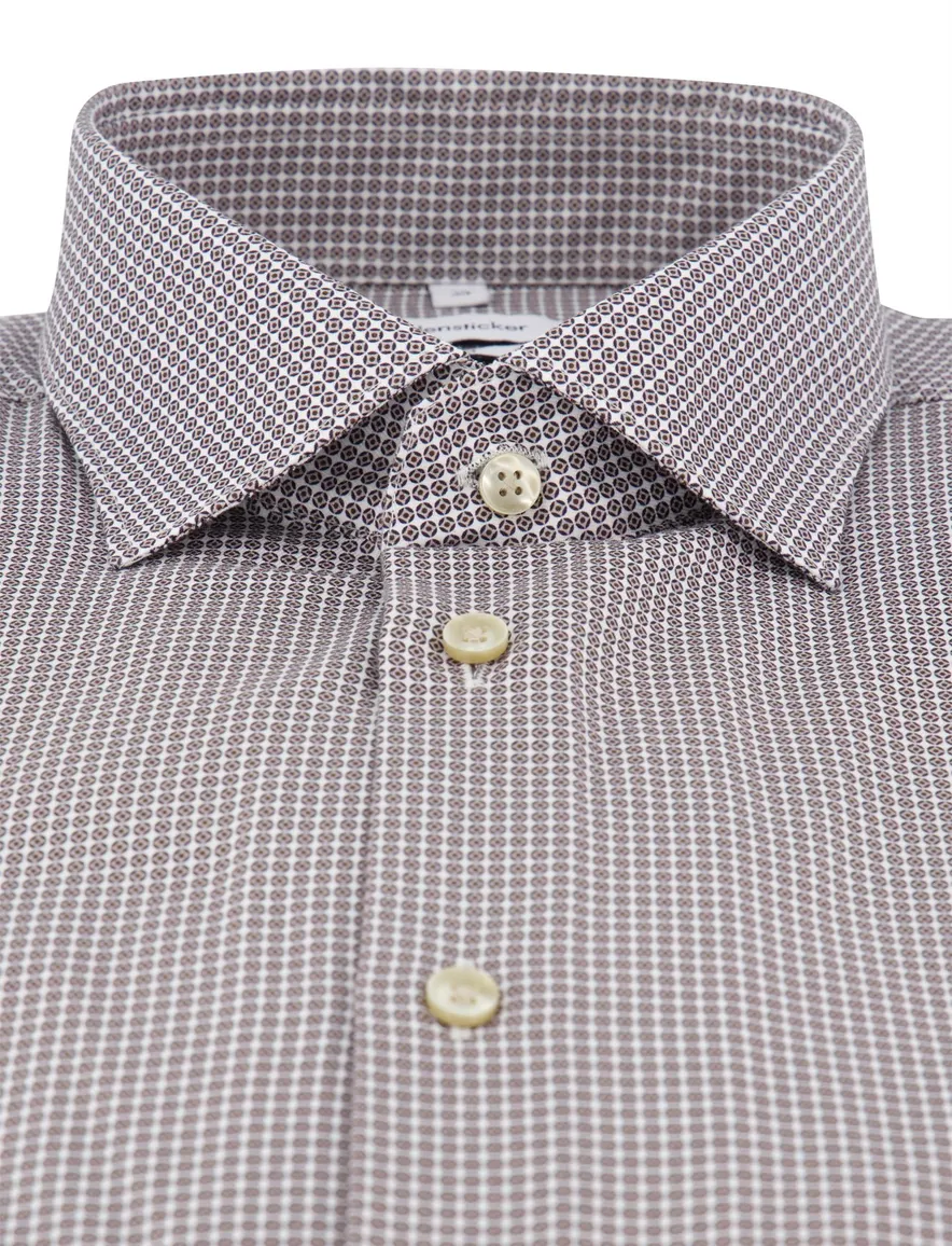 Seidensticker Slim fit overhemd bruin geprint
