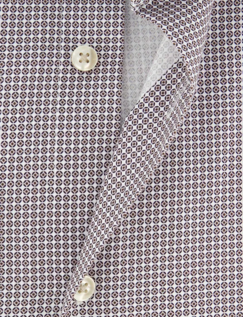 Overhemd Seidensticker slim fit bruin geprint