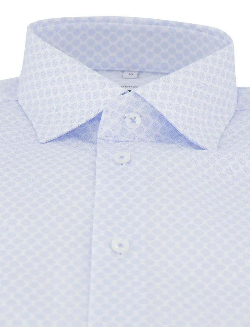 Overhemd Seidensticker lichtblauw slim fit geprint