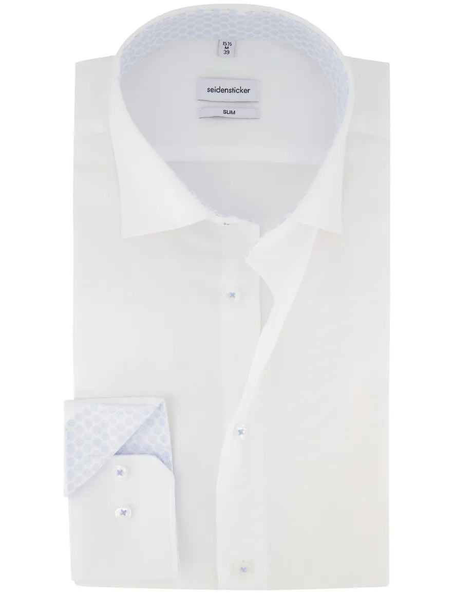 Wit overhemd Seidensticker slim fit strijkvrij