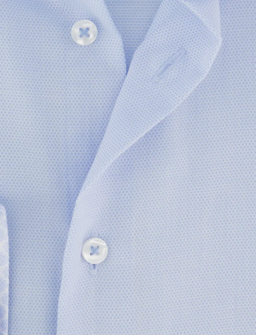 Lichtblauw overhemd Seidensticker Slim Fit katoen strijkvrij