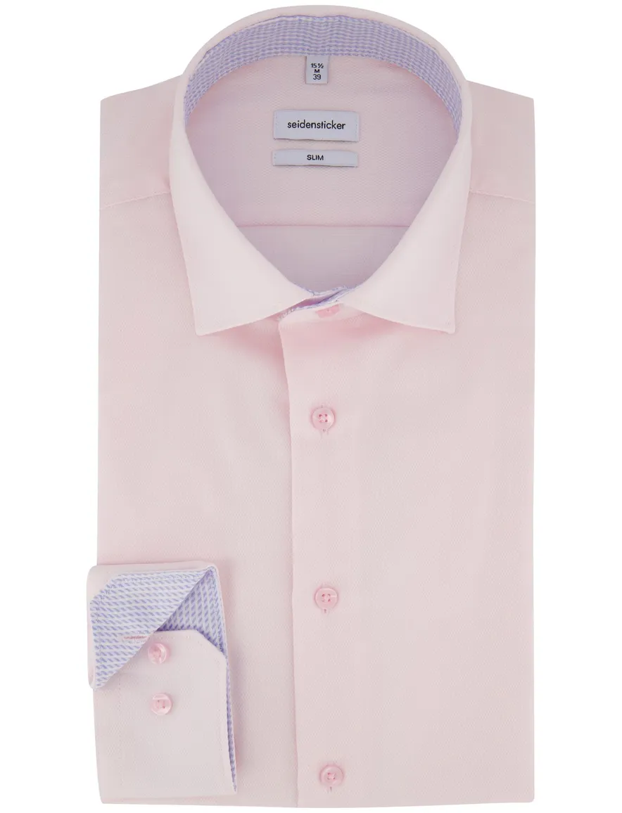 Seidensticker Slim fit overhemd roze strijkvrij