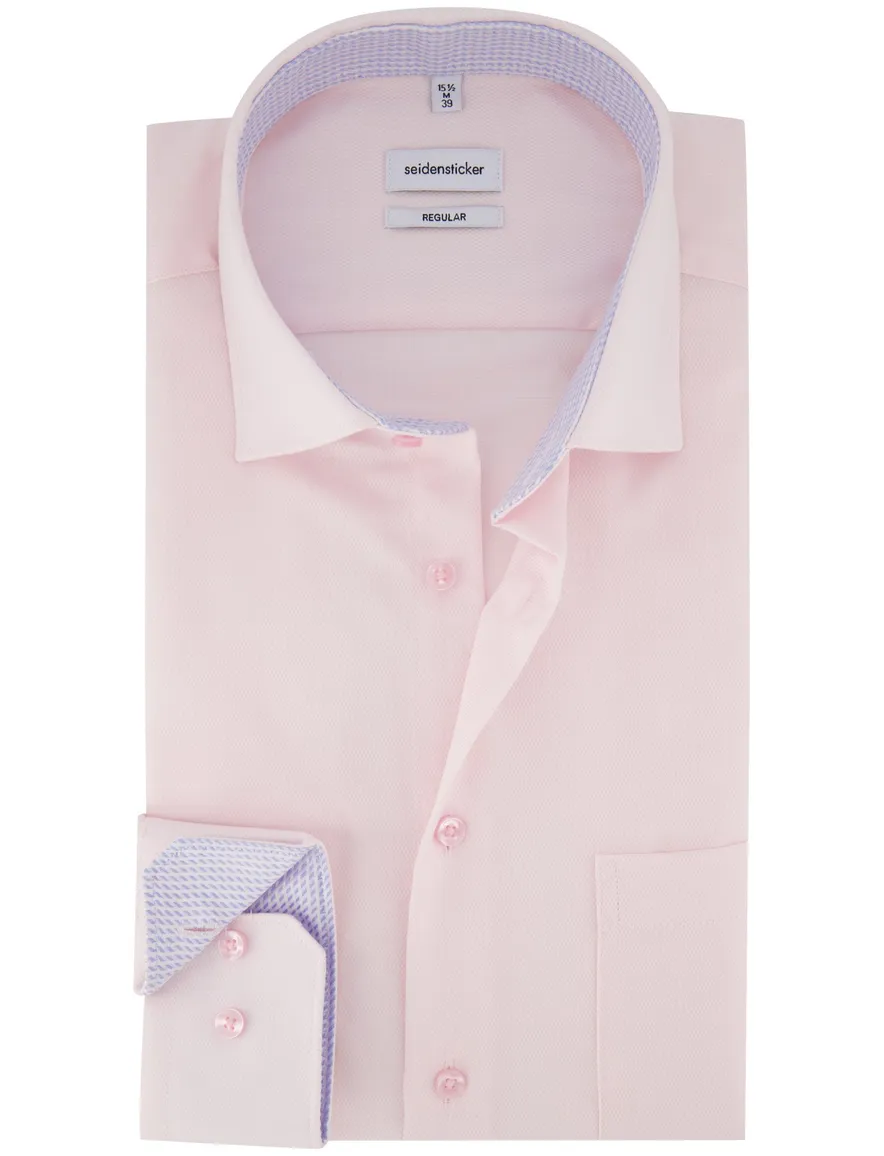 Seidensticker overhemd roze met borstzak strijkvrij