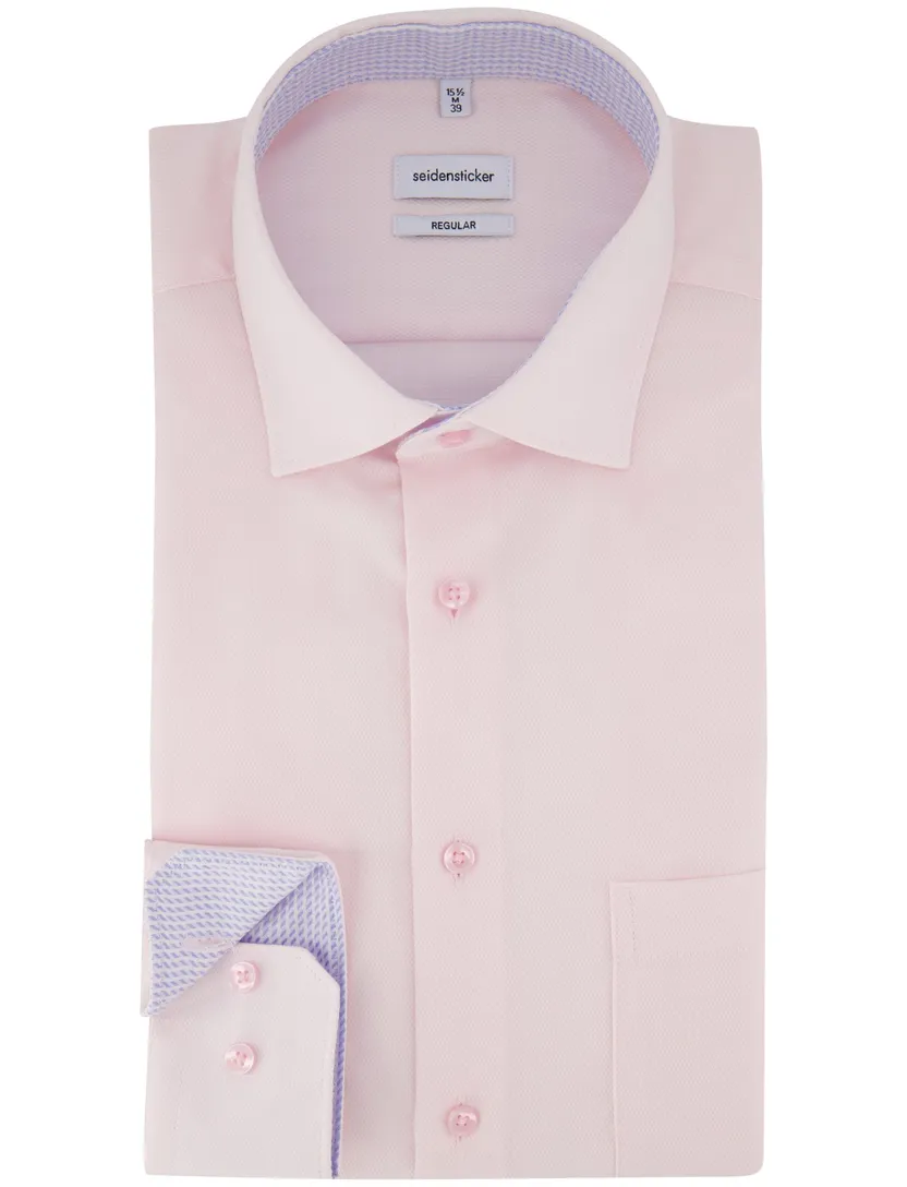 Overhemd roze Seidensticker regular fit met borstzak