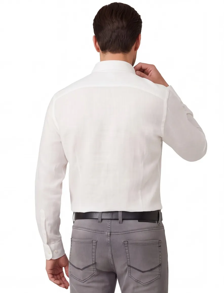 Seidensticker Slim fit overhemd wit linnen