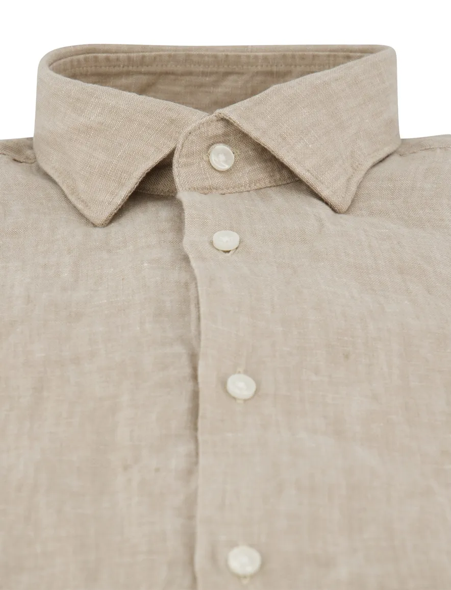 Linnen overhemd Seidensticker beige slim fit