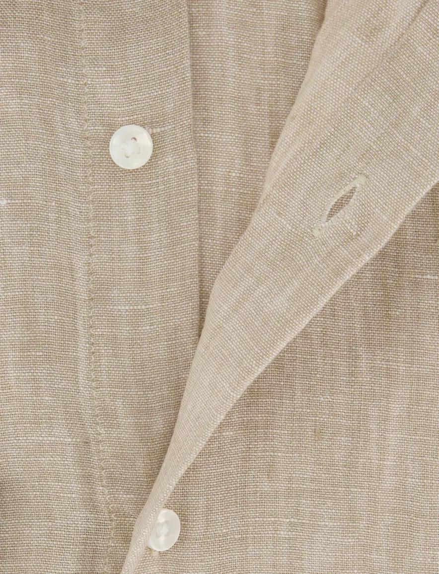 Seidensticker Slim Fit overhemd beige linnen