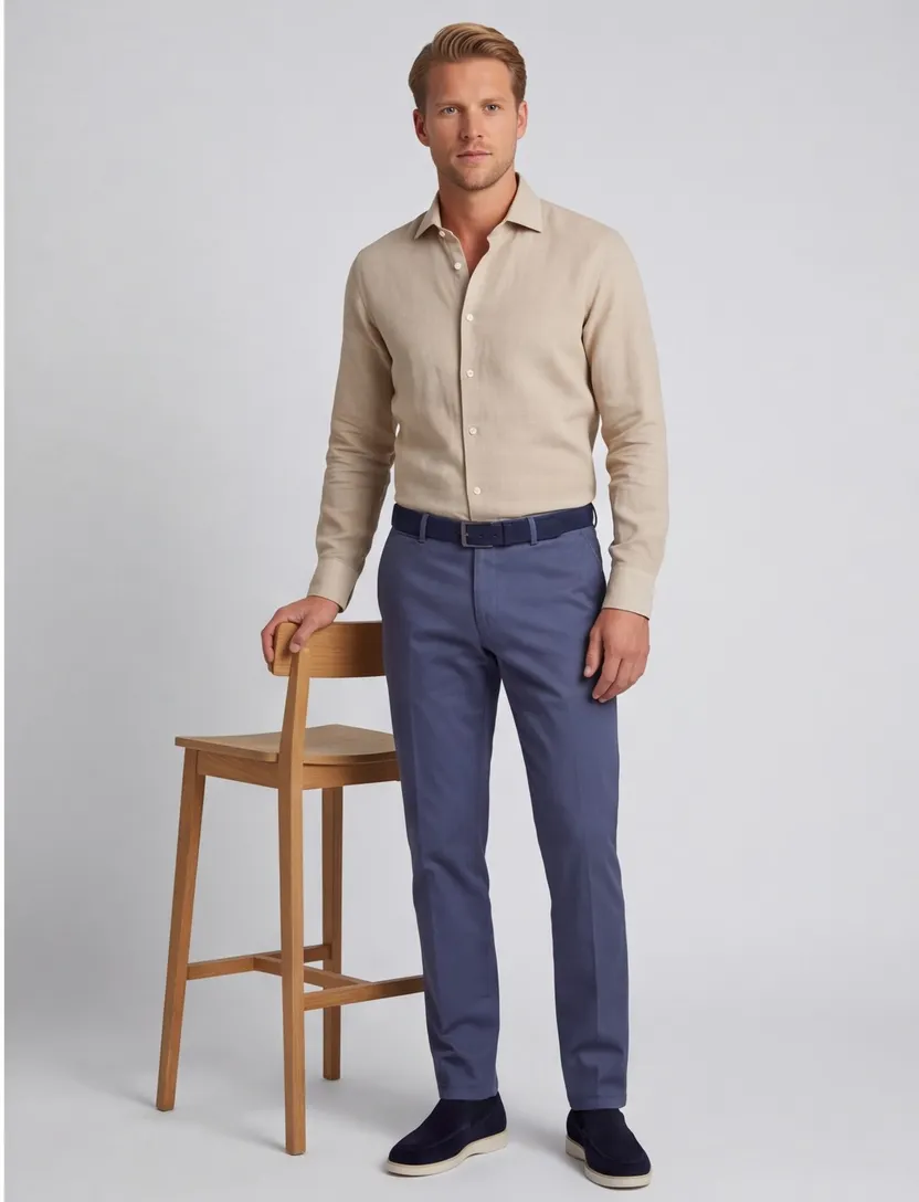 Linnen overhemd beige Seidensticker Slim Fit effen