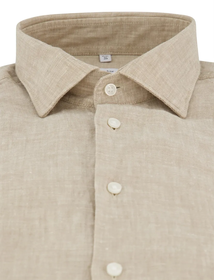Seidensticker Regular Fit overhemd beige linnen