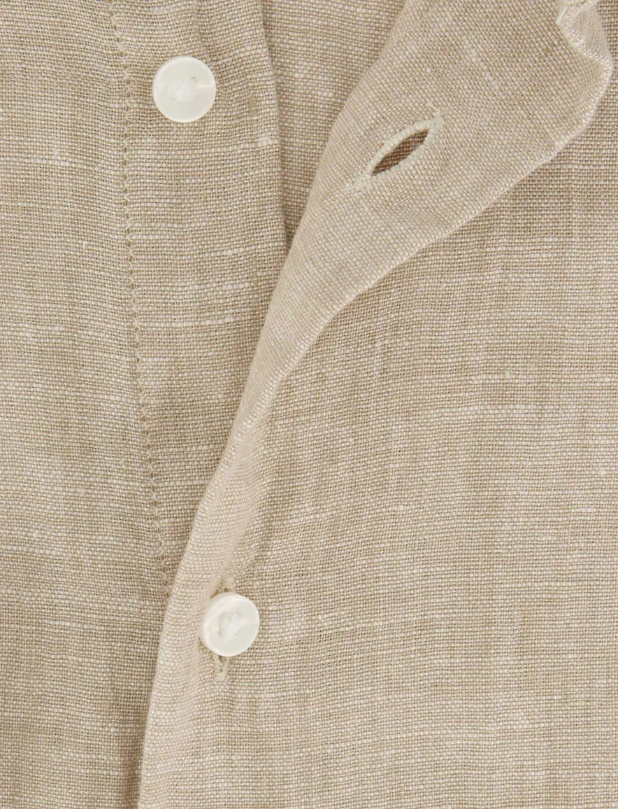 Beige overhemd Seidensticker Slim Fit linnen