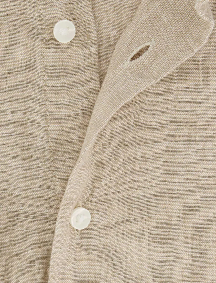Seidensticker Regular fit overhemd beige linnen