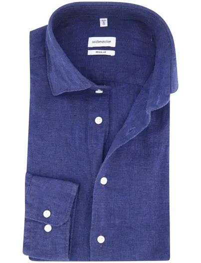 Seidensticker Overhemd Seidensticker linnen donkerblauw regular fit