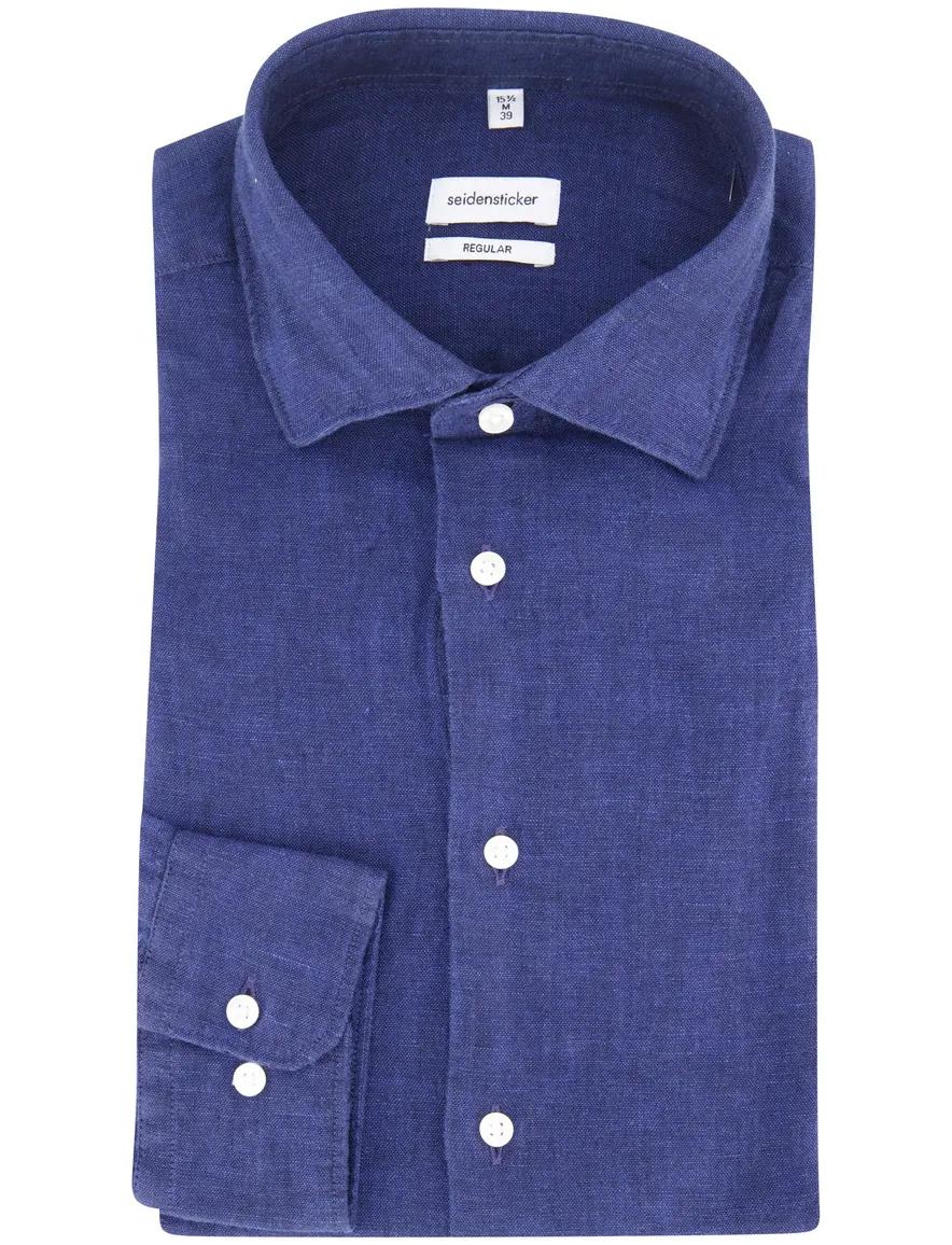 Normale fit overhemd donkerblauw Seidensticker