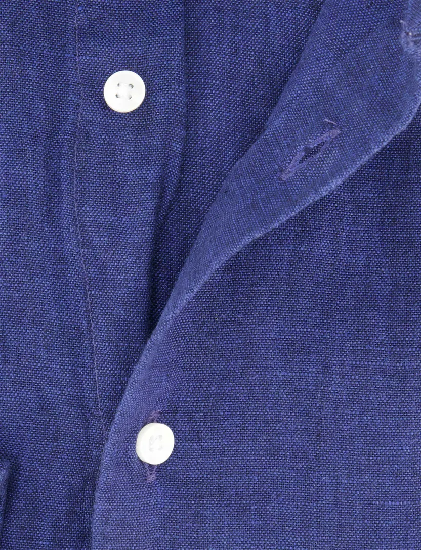Overhemd Seidensticker linnen donkerblauw regular fit
