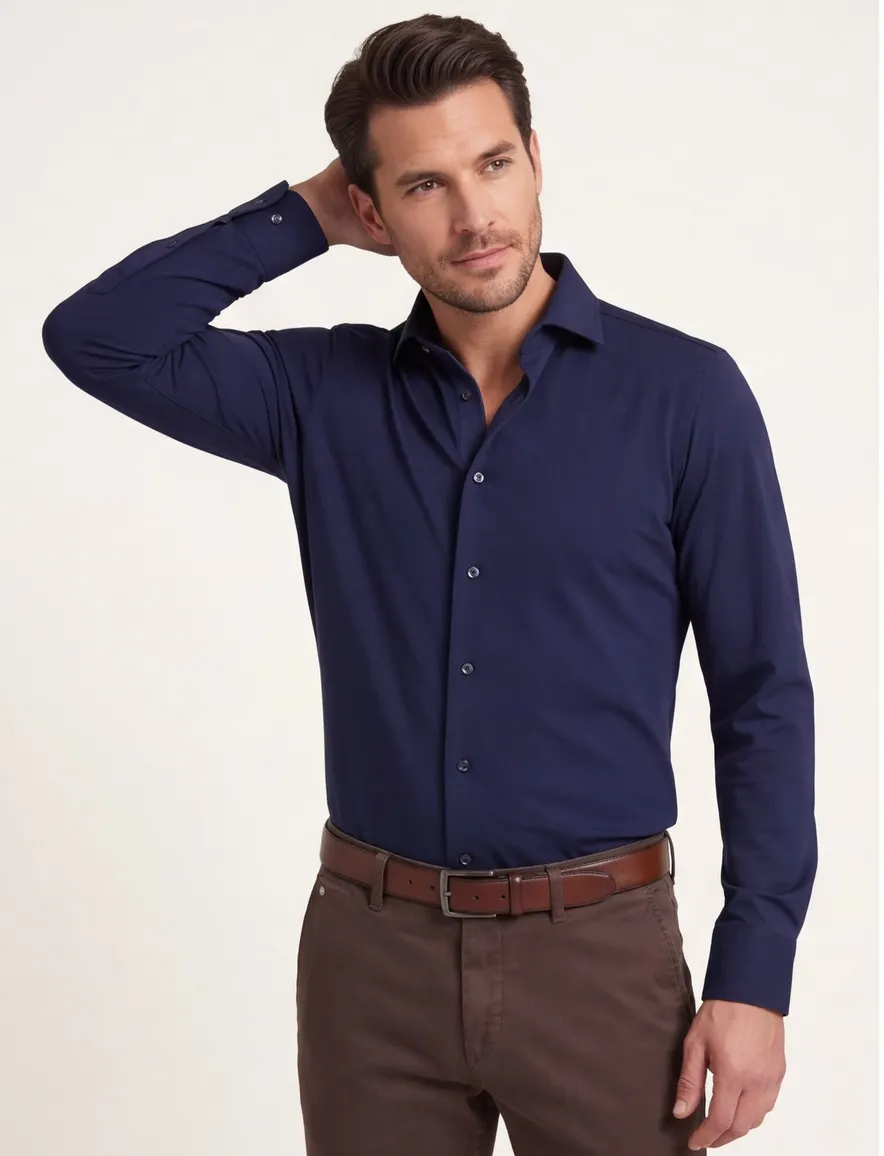 Seidensticker overhemd donkerblauw slim fit