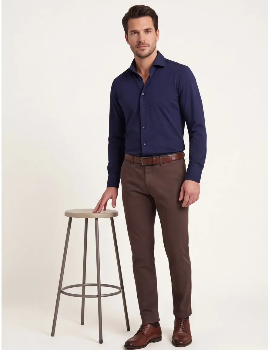Donkerblauw overhemd Seidensticker slim fit