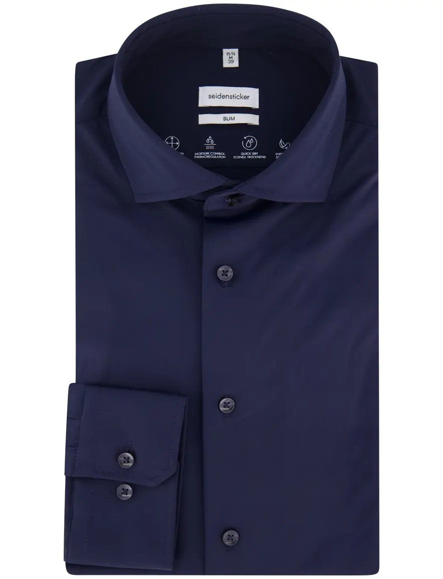 Seidensticker overhemd donkerblauw slim fit
