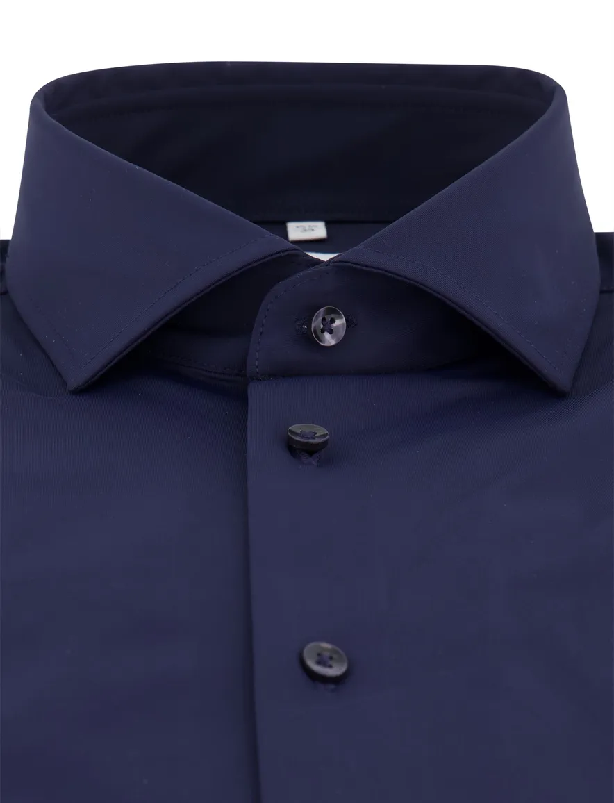 Seidensticker overhemd donkerblauw slim fit cutaway boord
