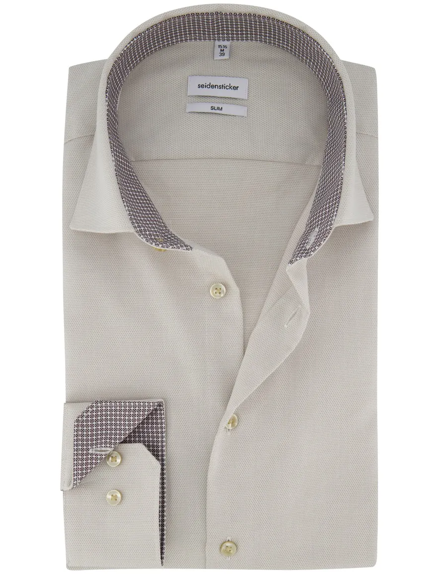 Seidensticker Slim fit overhemd beige strijkvrij