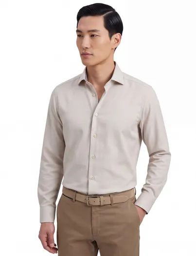 Seidensticker Beige overhemd Seidensticker Slim Fit strijkvrij katoen