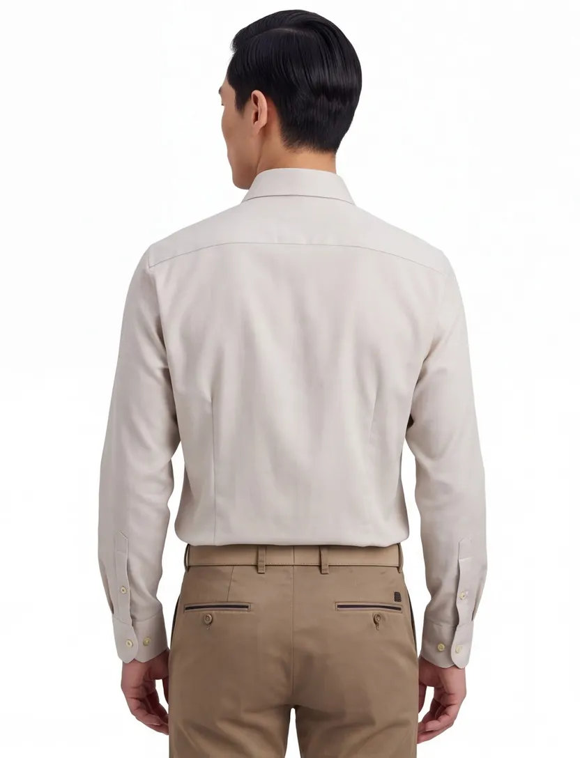 Strijkvrij overhemd beige Seidensticker Slim Fit katoen