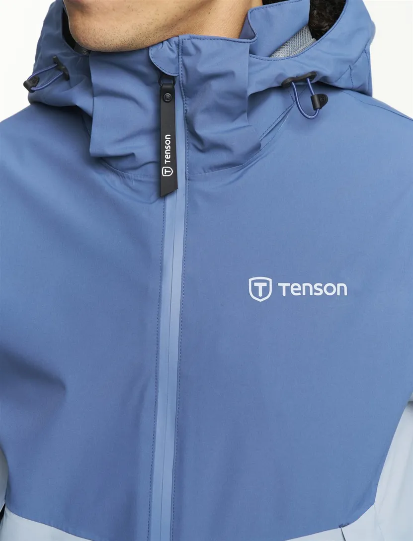 Windjack Tenson blauw met lichtblauw en capuchon