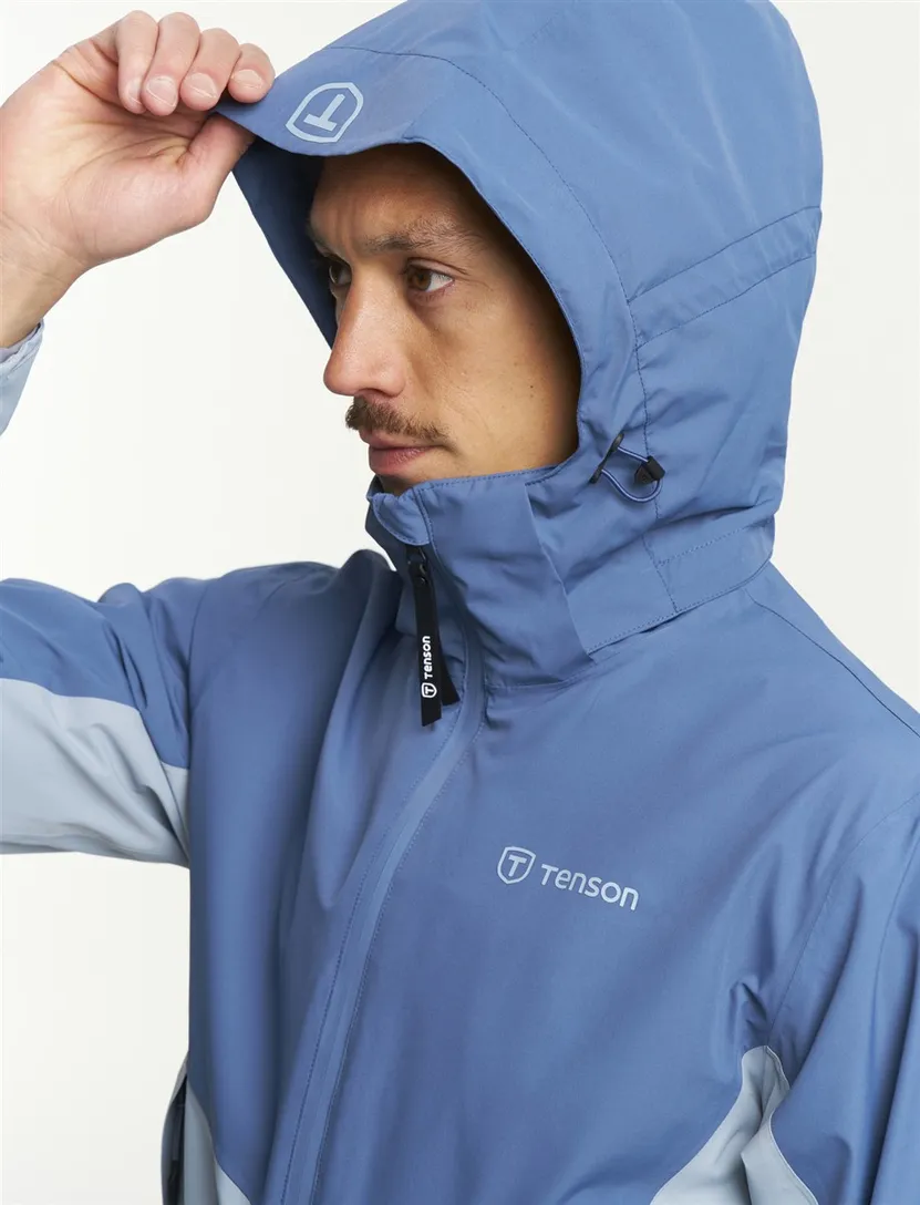 Windjack Tenson blauw met lichtblauw en capuchon