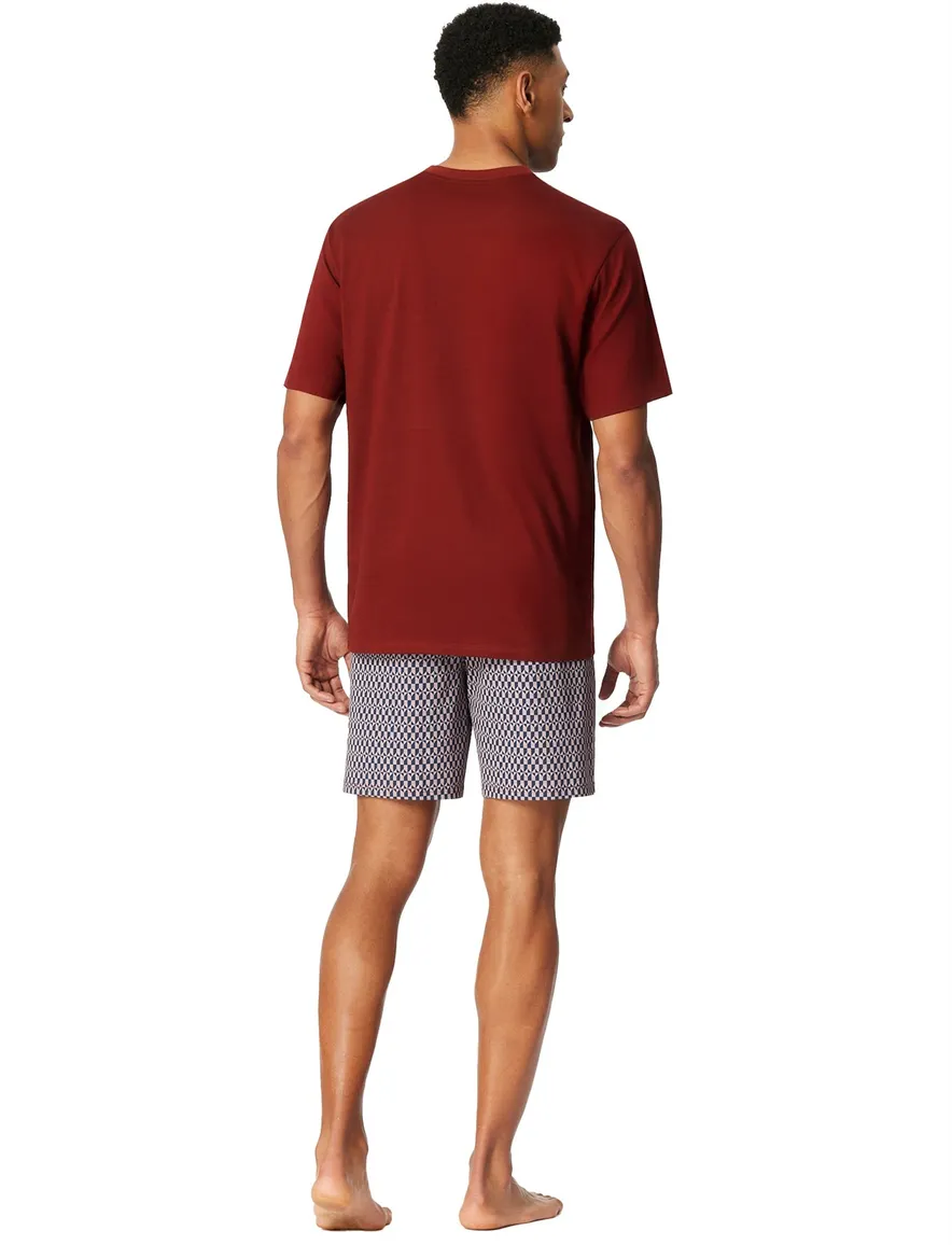 Schiesser shortama rood en blauw katoen