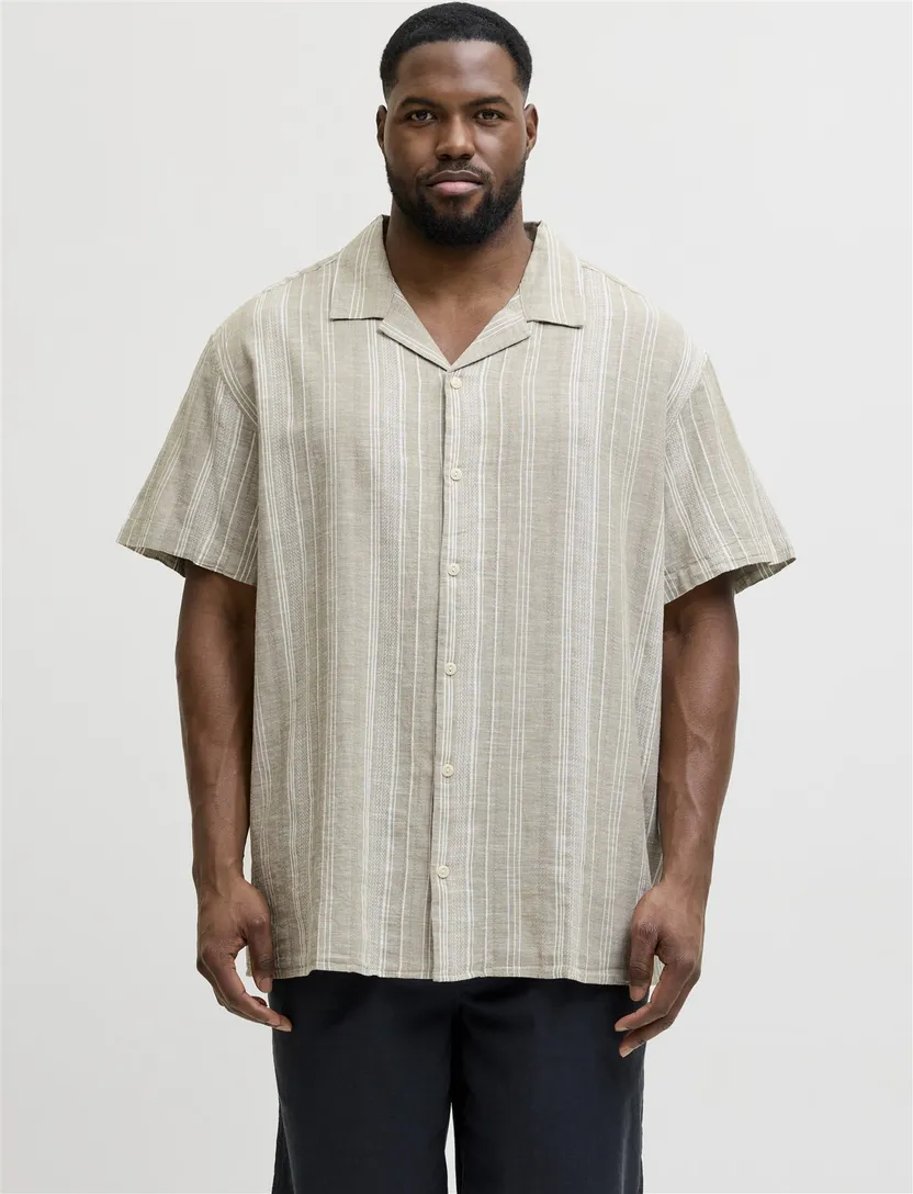 Plus Size overhemd Jack & Jones groen reverskraag