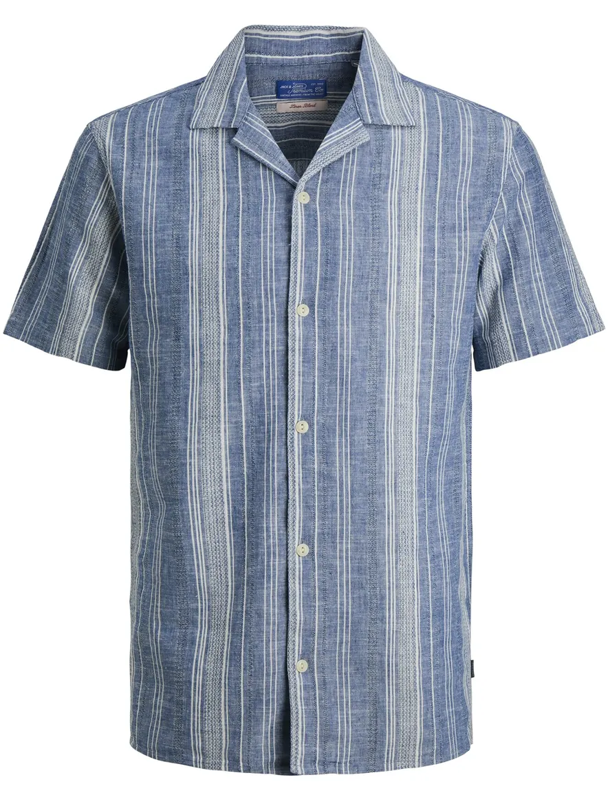 Jack & Jones overhemd Plus Size linnenmix blauw